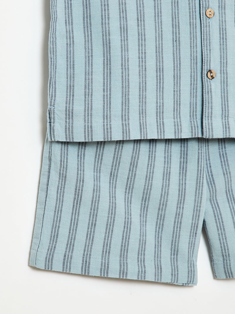 Set met gestreept overhemd en short Blauw - Kiabi