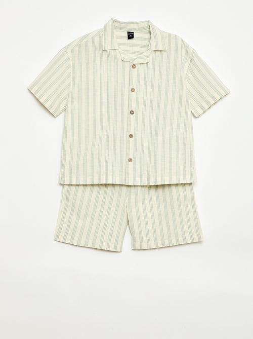 Set met gestreept overhemd en short - Kiabi