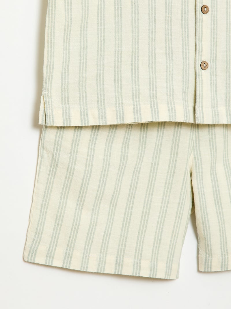 Set met gestreept overhemd en short Groen - Kiabi