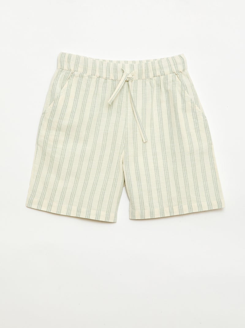 Set met gestreept overhemd en short Groen - Kiabi