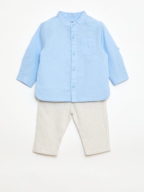 Set met hemd en broek van gemengd linnen - 2-delig - Kiabi