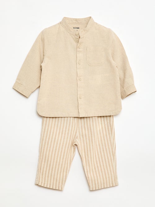 Set met hemd en broek van gemengd linnen - 2-delig - Kiabi