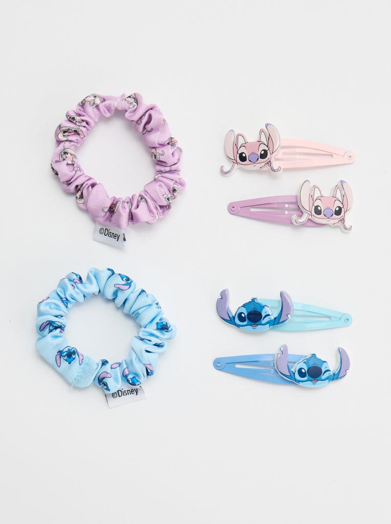 Set met klikklakspeldjes + haarelastiekjes 'Stitch' Blauw - Kiabi
