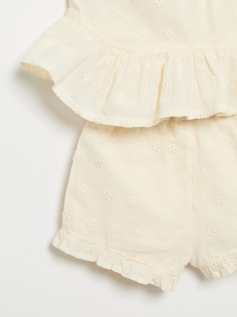 Set met mouwloze blouse en short Ecru - Kiabi