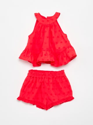 Set met mouwloze blouse en short