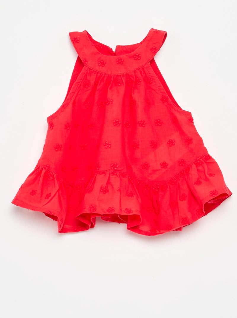 Set met mouwloze blouse en short Rood - Kiabi