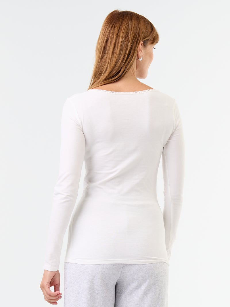 Set met nacht-T-shirts met ronde hals en kant Biege - Kiabi