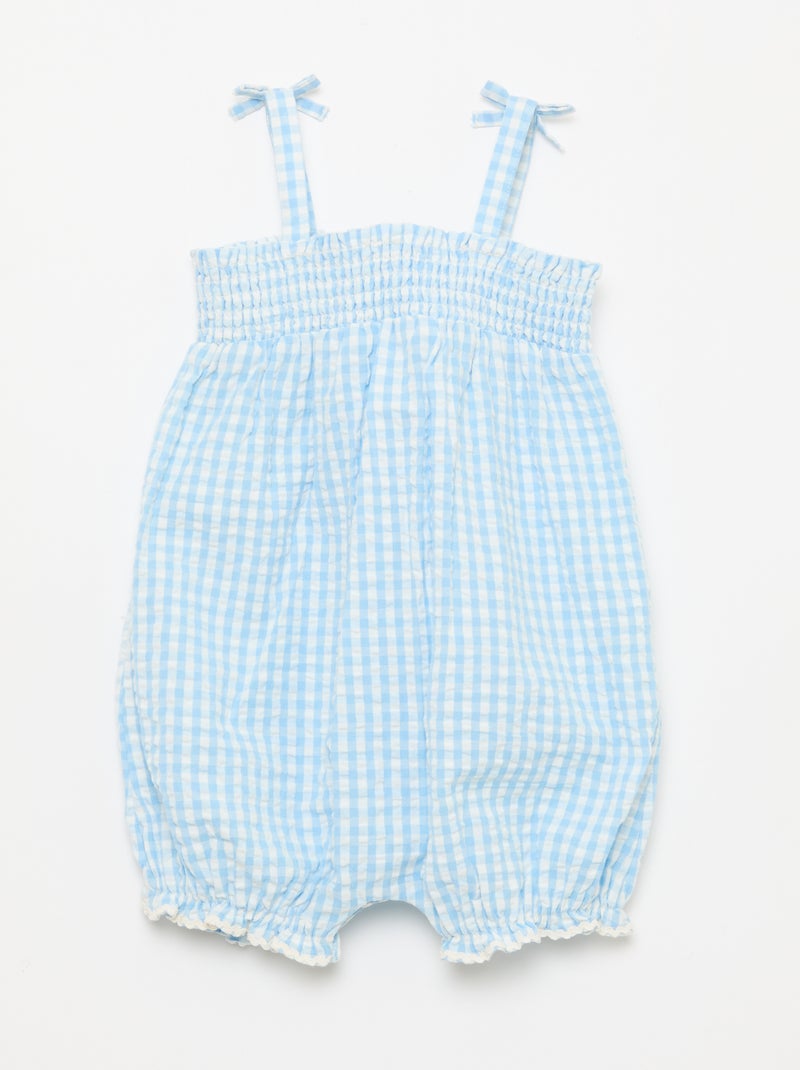 Set met romper + bucket hat met vichyruit - 2-delig Wit - Kiabi