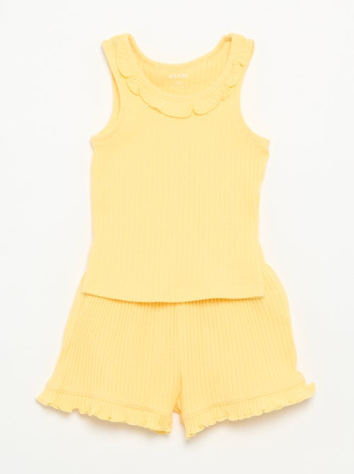 Set met short en mouwloos topje van pointelle breisel - Kiabi