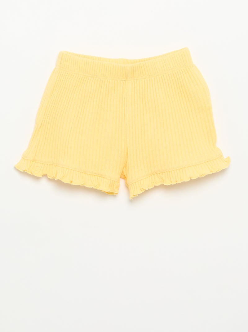 Set met short en mouwloos topje van pointelle breisel Geel - Kiabi
