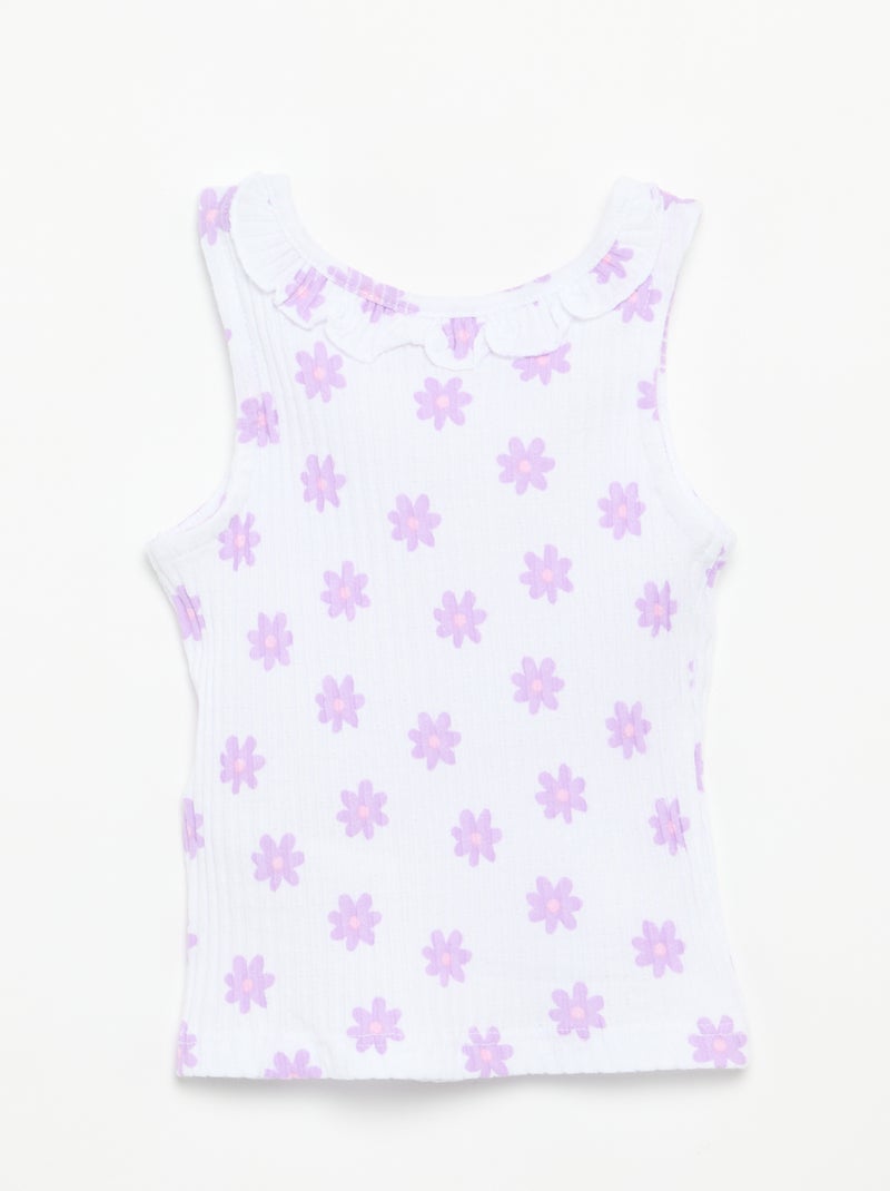 Set met short en mouwloos topje van pointelle breisel Wit - Kiabi