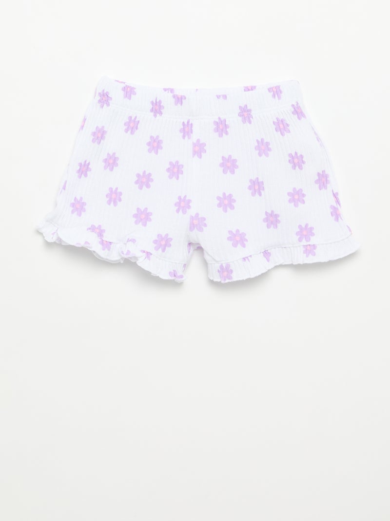 Set met short en mouwloos topje van pointelle breisel Wit - Kiabi