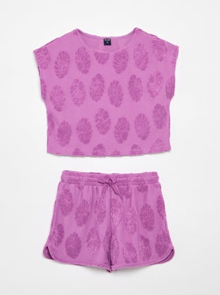 Set met short en T-shirt met details van bouclébreisel