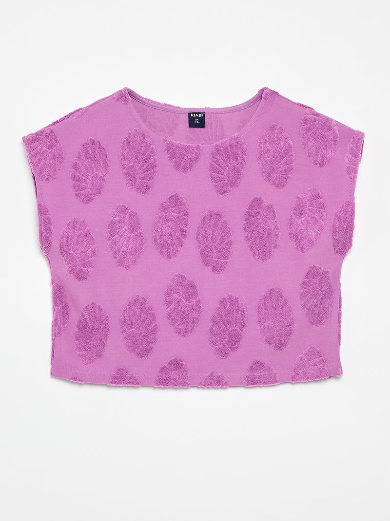 Set met short en T-shirt met details van bouclébreisel Paars - Kiabi