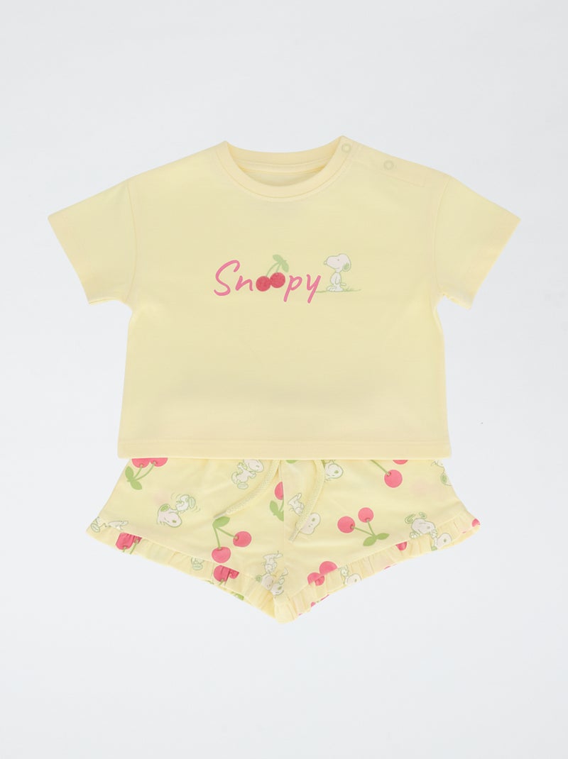 Set met short en T-shirt 'Snoopy' Geel - Kiabi