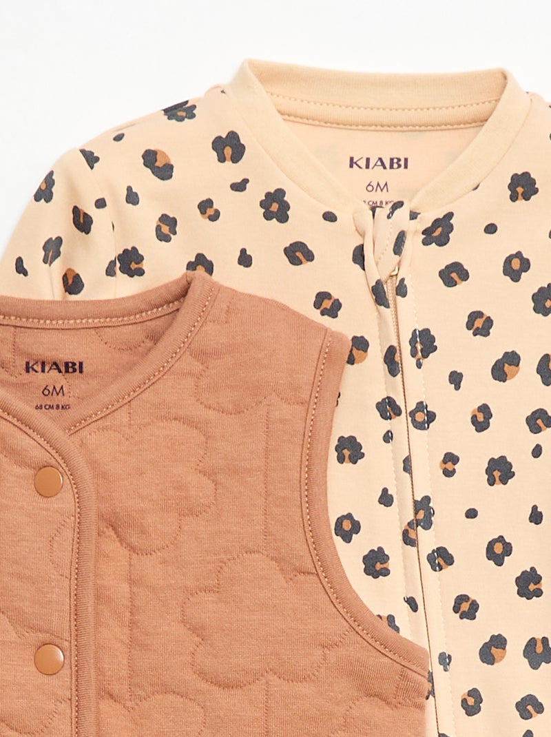 Set met slaapzak en gewatteerd vest Bruin - Kiabi