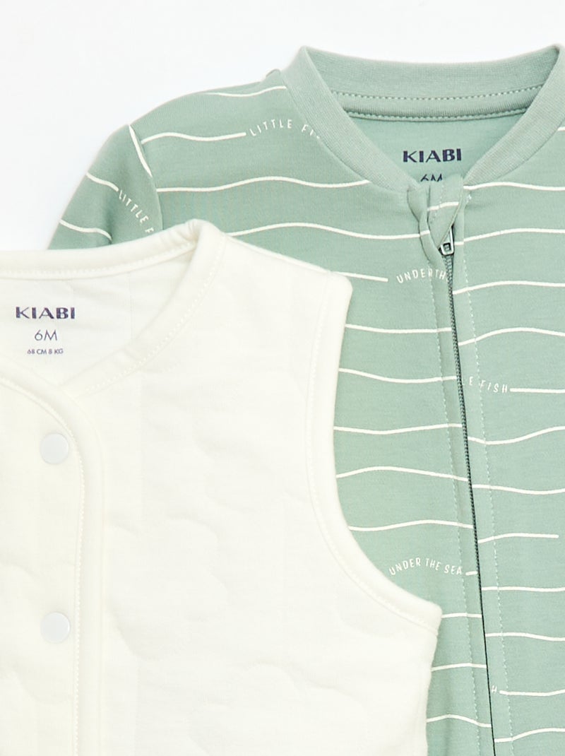 Set met slaapzak en gewatteerd vest Groen - Kiabi