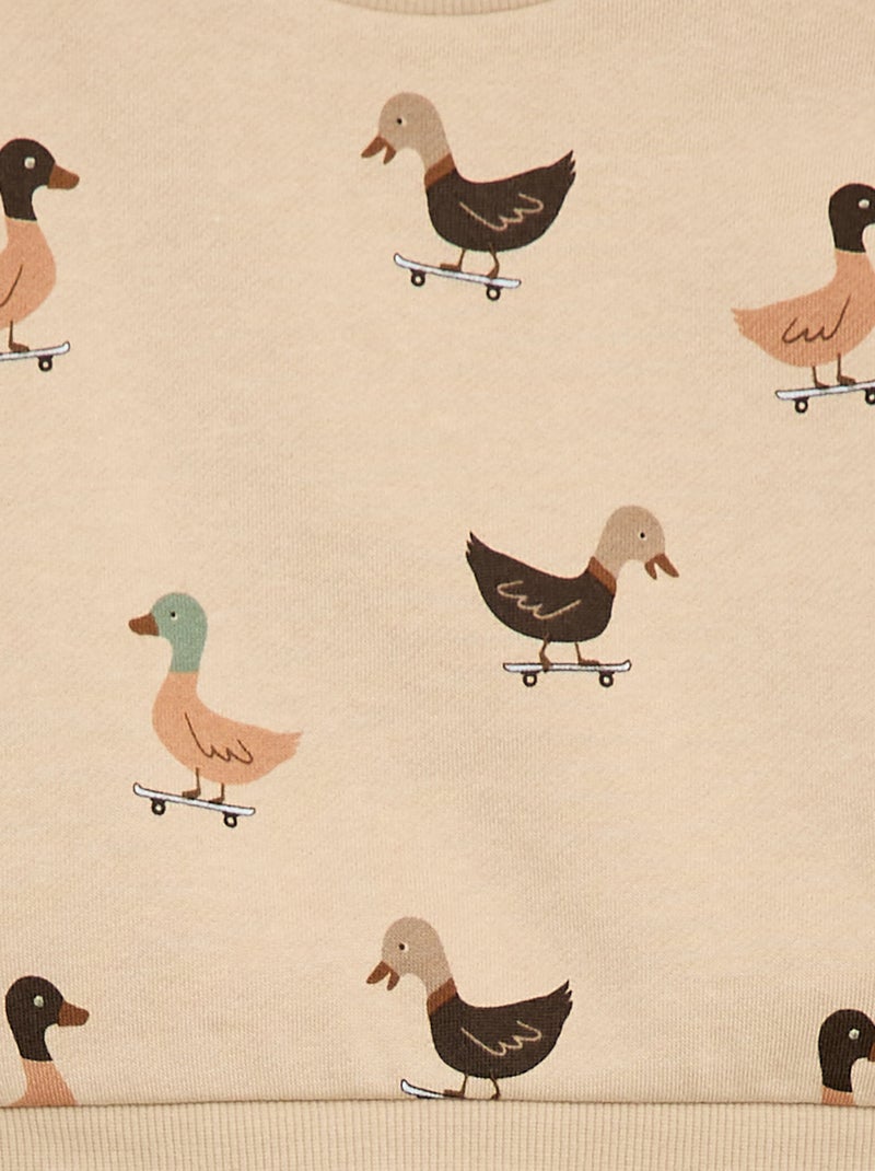 Set met sweater + sporttraining met fantasieprint - 2-delig Biege - Kiabi