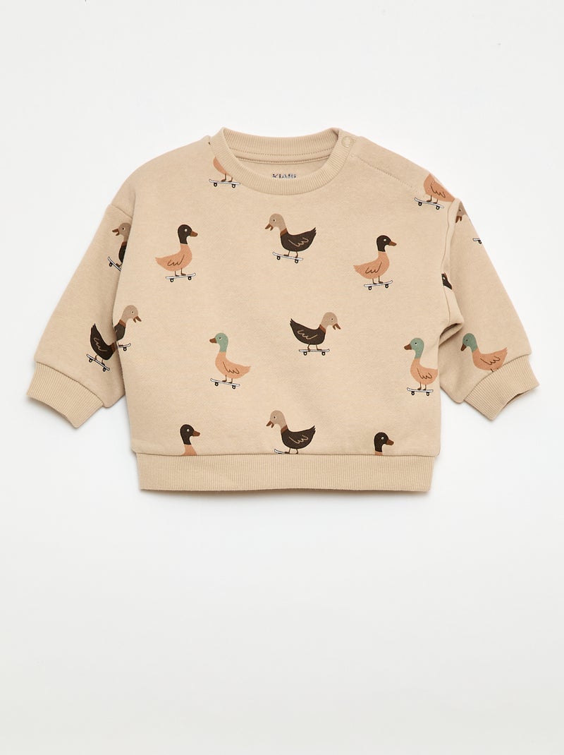 Set met sweater + sporttraining met fantasieprint - 2-delig Biege - Kiabi