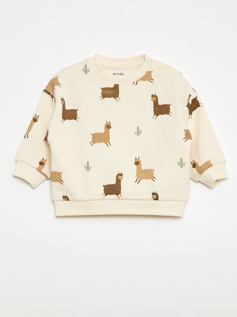 Set met sweater + sporttraining met fantasieprint - 2-delig Biege - Kiabi
