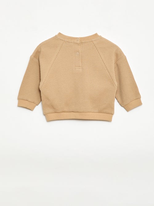 Set met sweatshirt en broek van gewafelde stof - 2-delig - Kiabi