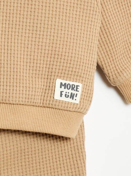 Set met sweatshirt en broek van gewafelde stof - 2-delig - Kiabi