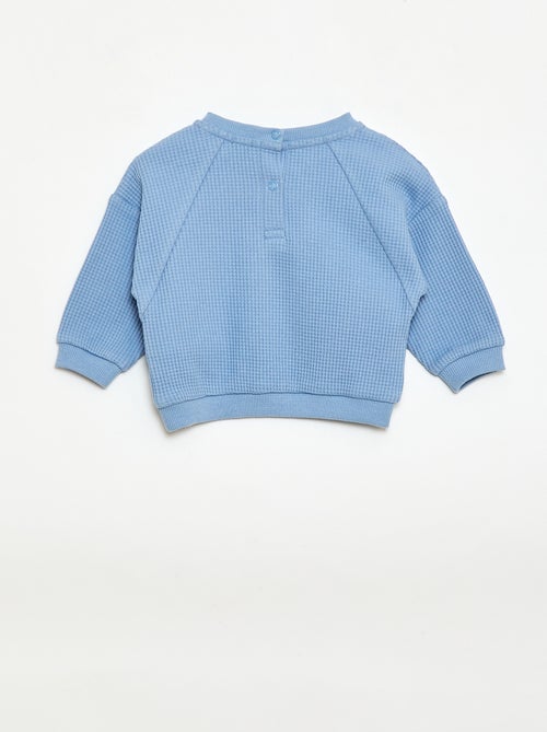 Set met sweatshirt en broek van gewafelde stof - 2-delig - Kiabi