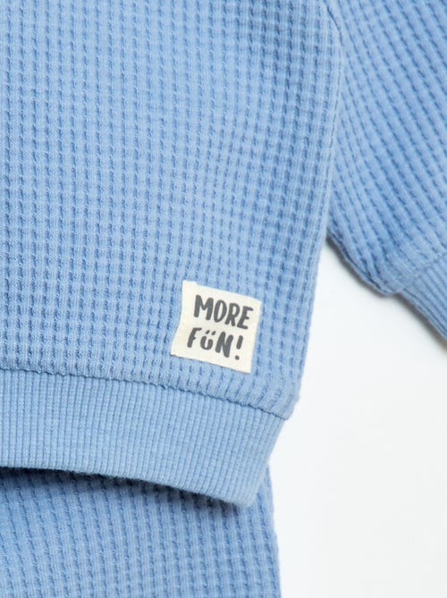 Set met sweatshirt en broek van gewafelde stof - 2-delig - Kiabi