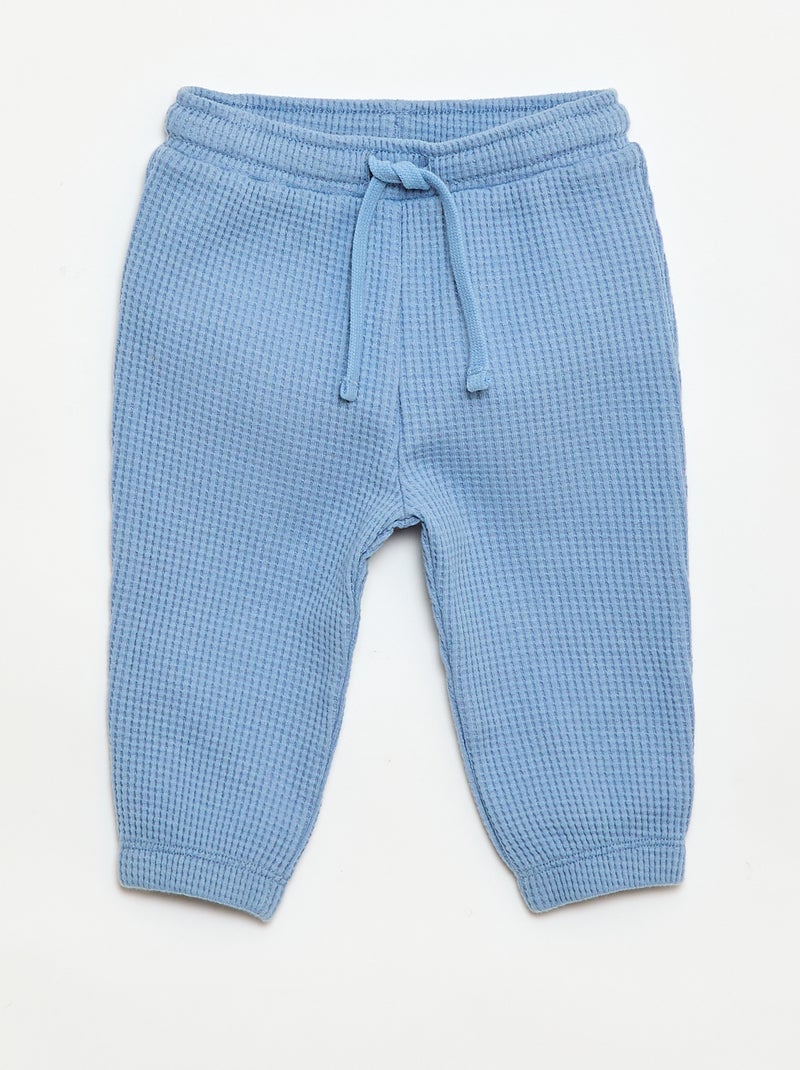 Set met sweatshirt en broek van gewafelde stof - 2-delig Blauw - Kiabi