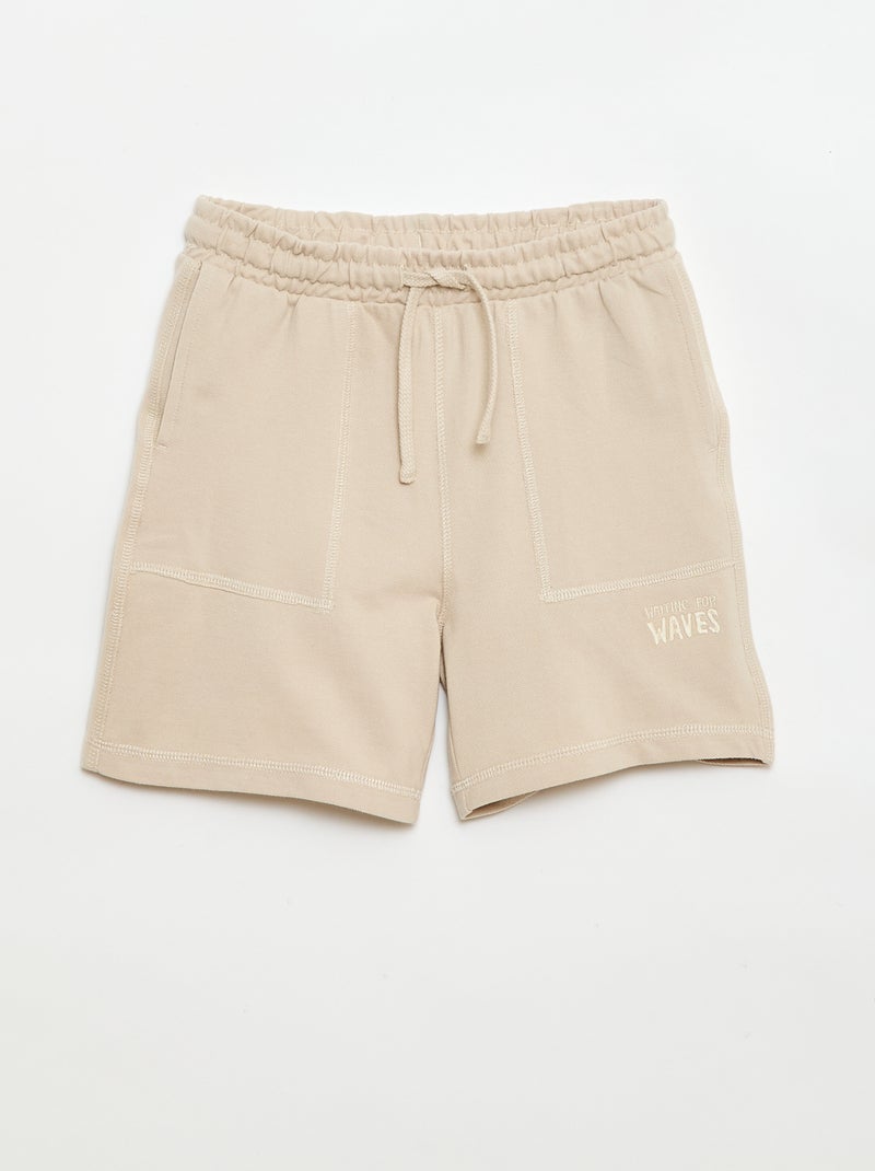 Set met T-shirt en short van katoenpiqué Biege - Kiabi