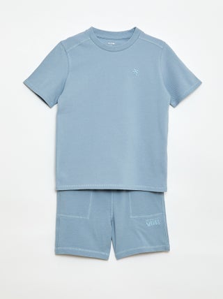 Set met T-shirt en short van katoenpiqué