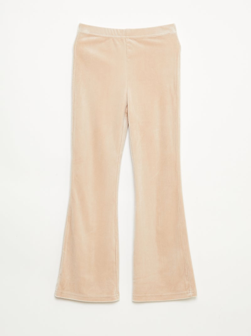 Set met T-shirt + fluwelen broek - 2-delig Biege - Kiabi