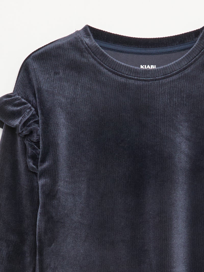 Set met T-shirt + fluwelen broek - 2-delig Zwart - Kiabi