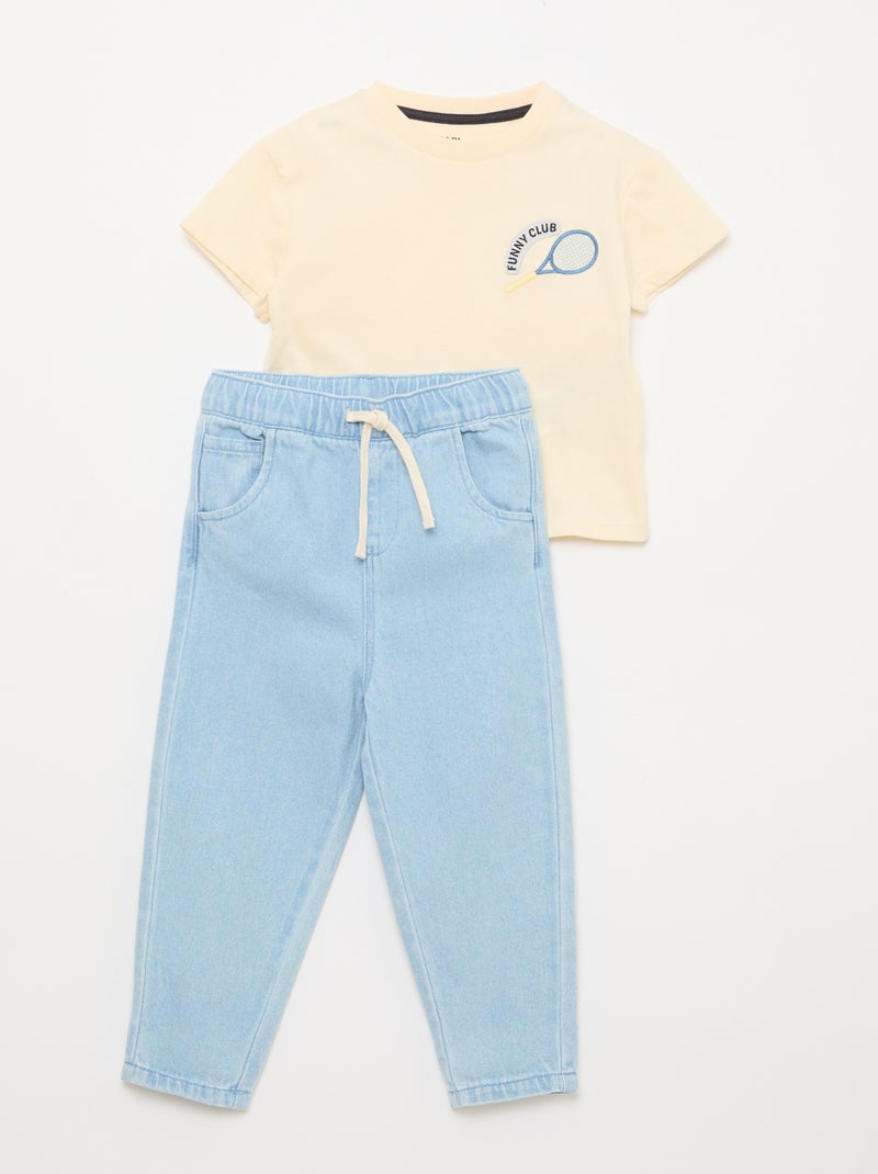 Set met T-shirt + jeansbroek - 2-delig Blauw - Kiabi
