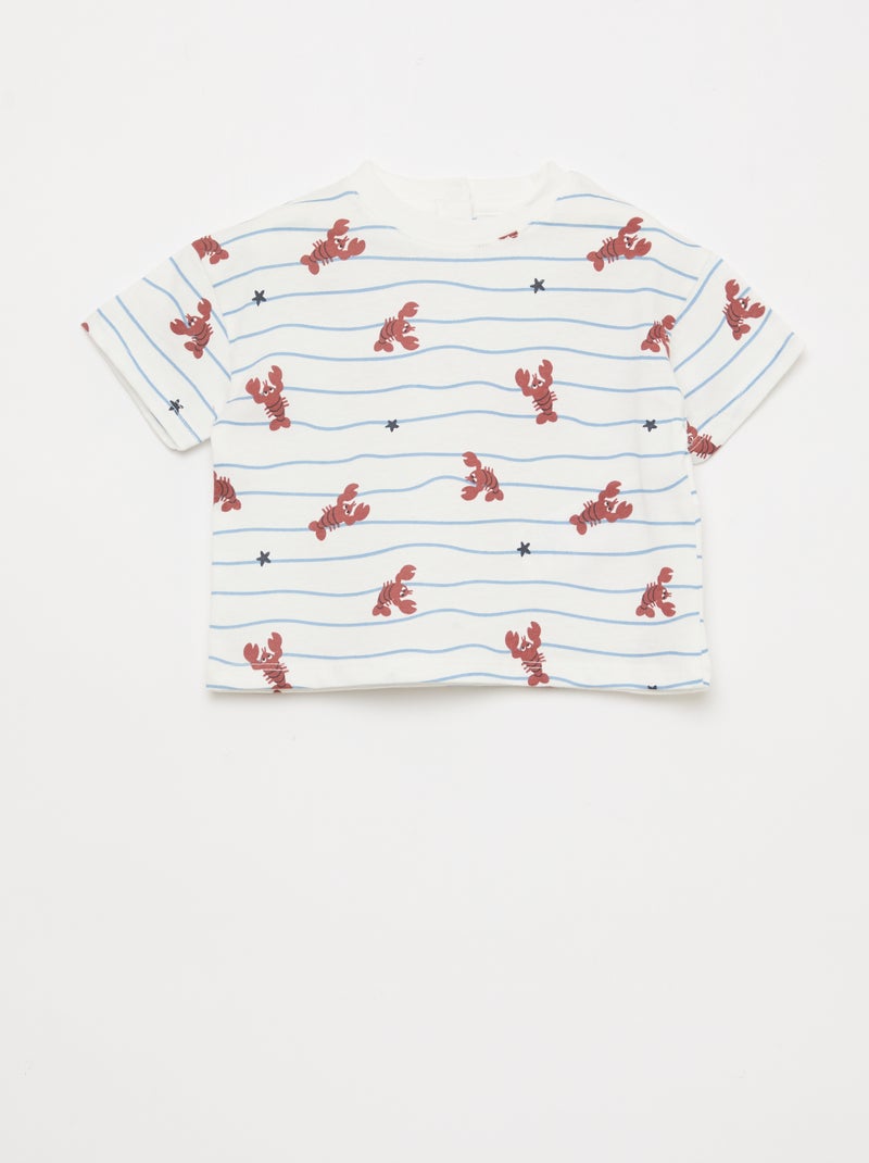 Set met T-shirt + short met motief - 2-delig Biege - Kiabi