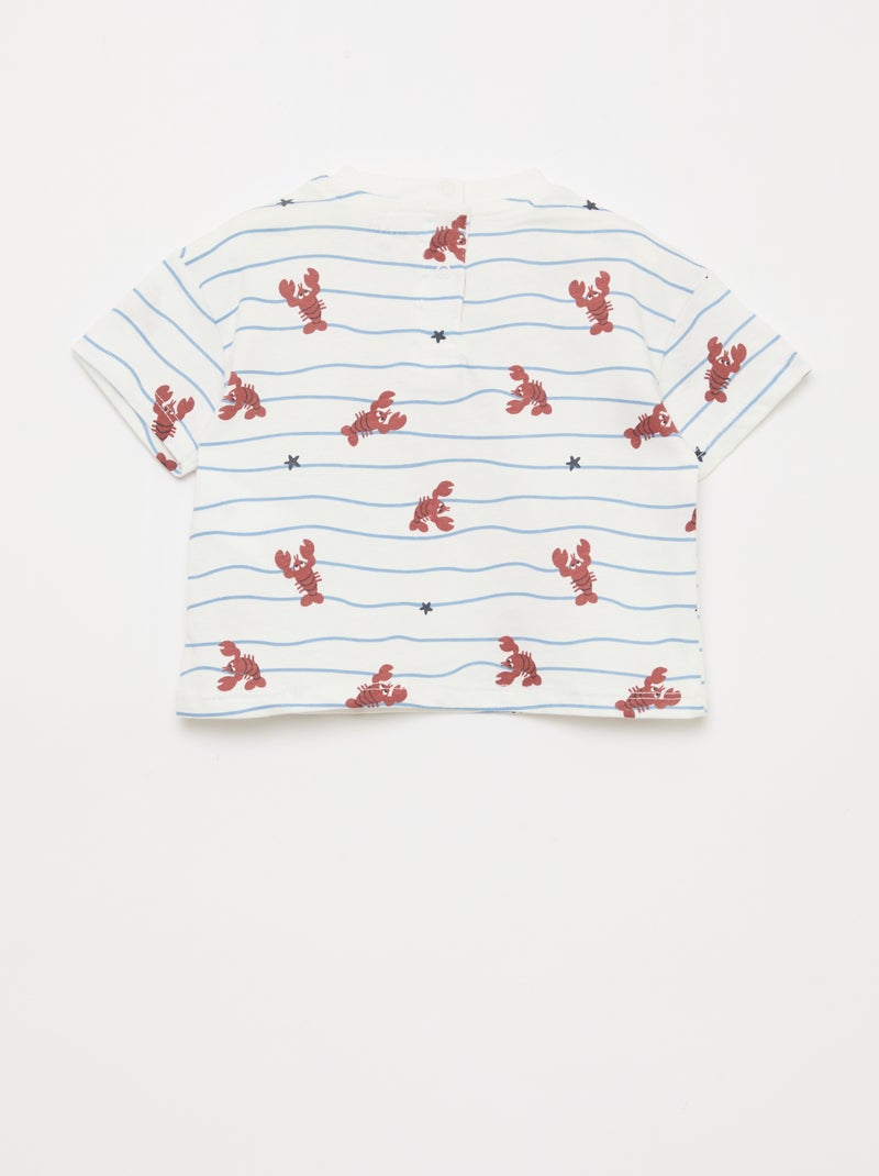 Set met T-shirt + short met motief - 2-delig Biege - Kiabi