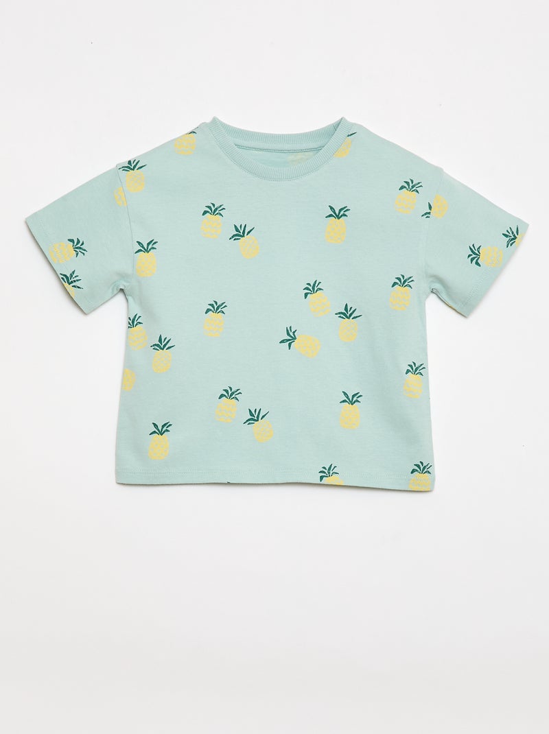 Set met T-shirt + short met motief - 2-delig Blauw - Kiabi