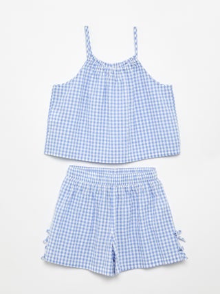 Set met topje en short met Vichyprint - 2-delig
