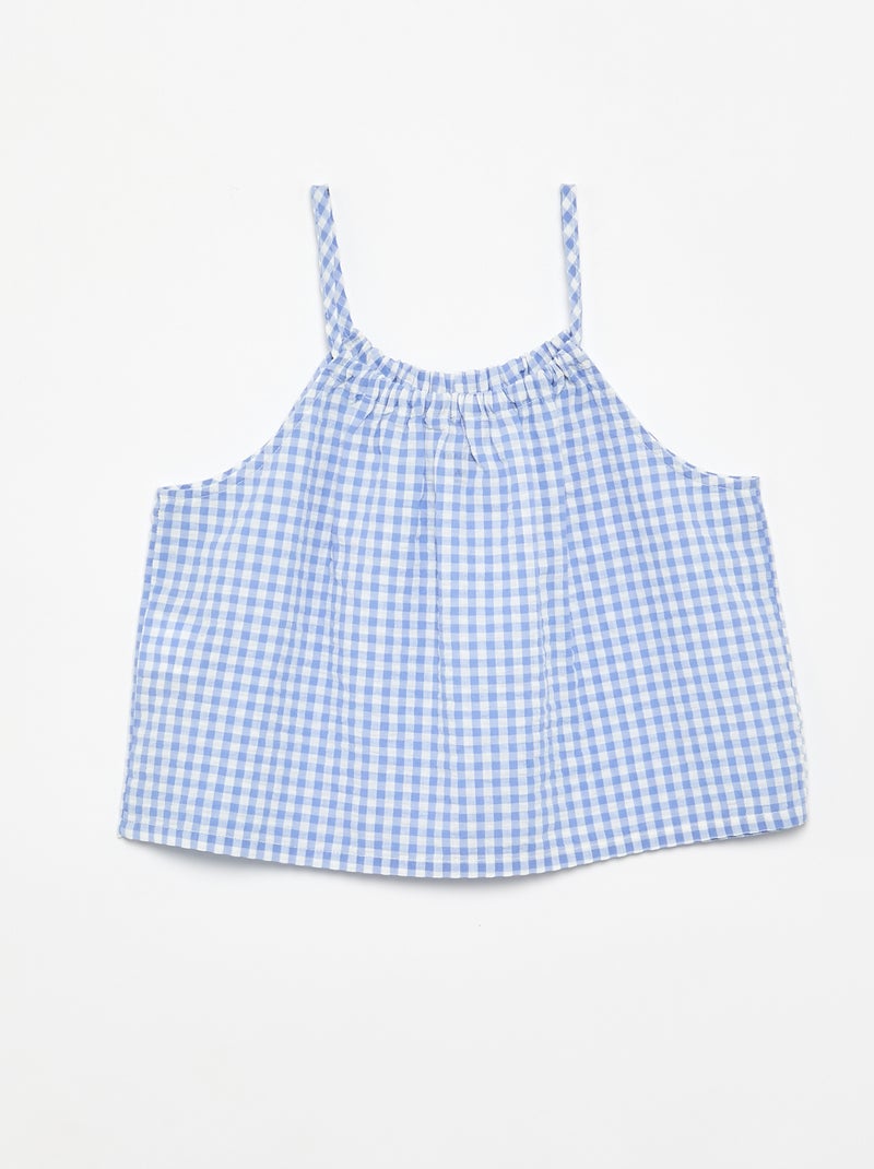 Set met topje en short met Vichyprint - 2-delig Blauw - Kiabi