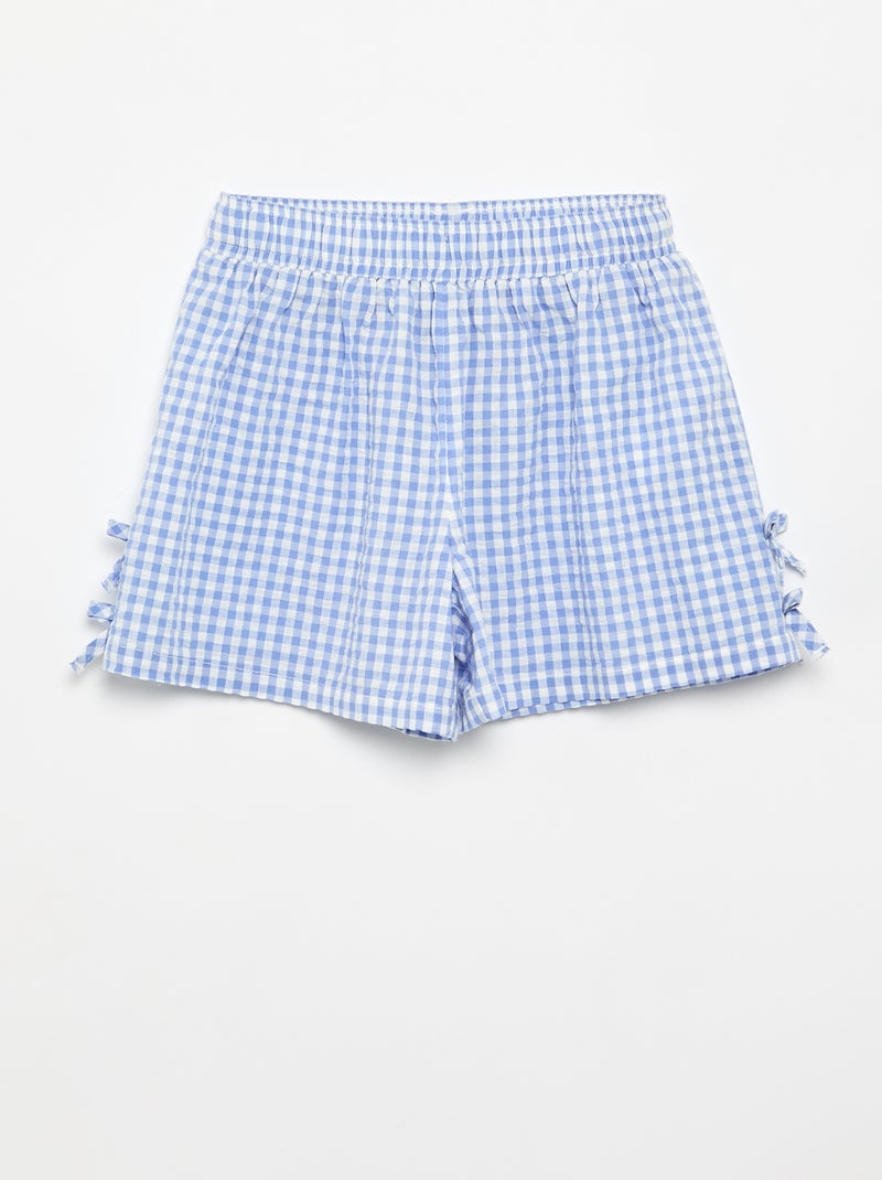 Set met topje en short met Vichyprint - 2-delig Blauw - Kiabi