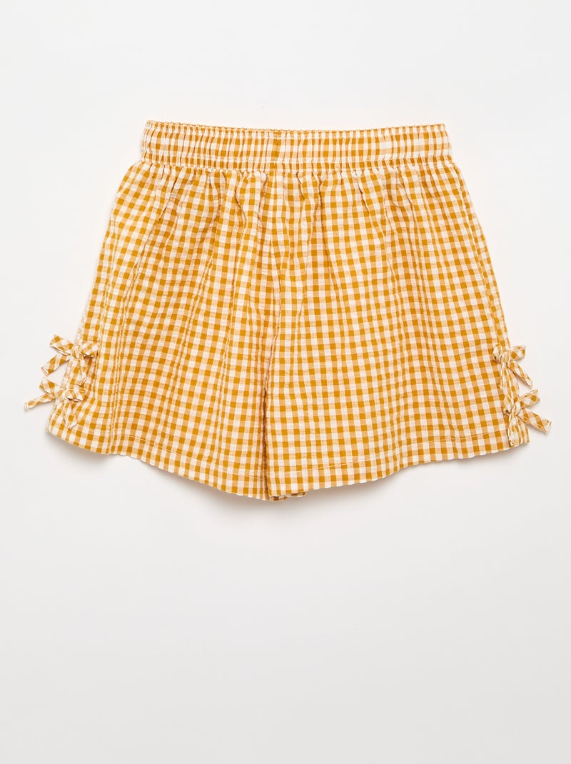 Set met topje en short met Vichyprint - 2-delig Geel - Kiabi