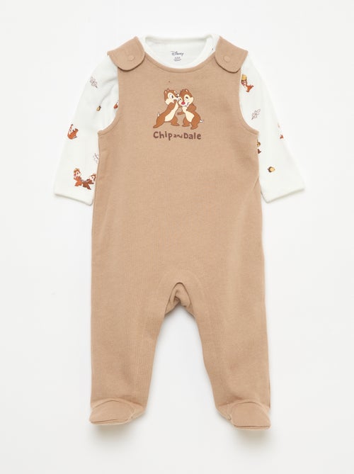 Set met tuinbroek slaappak + body met lange mouwen 'Disney' - Kiabi
