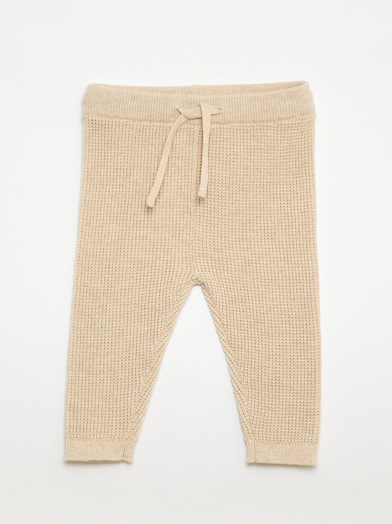 Set met wikkelvest + legging van tricot - 2-delig Biege - Kiabi