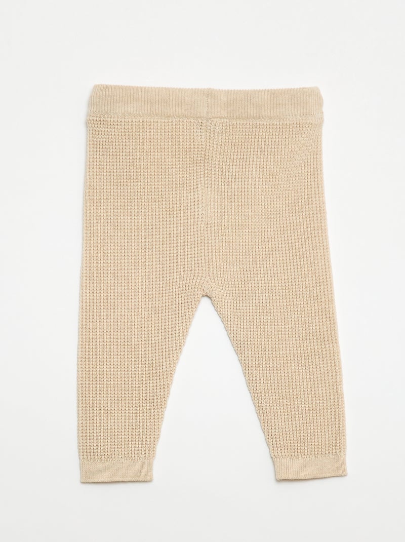 Set met wikkelvest + legging van tricot - 2-delig Biege - Kiabi