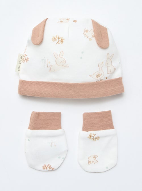 Set muts + handschoenen voor pasgeborenen 'Petit Béguin' - Kiabi