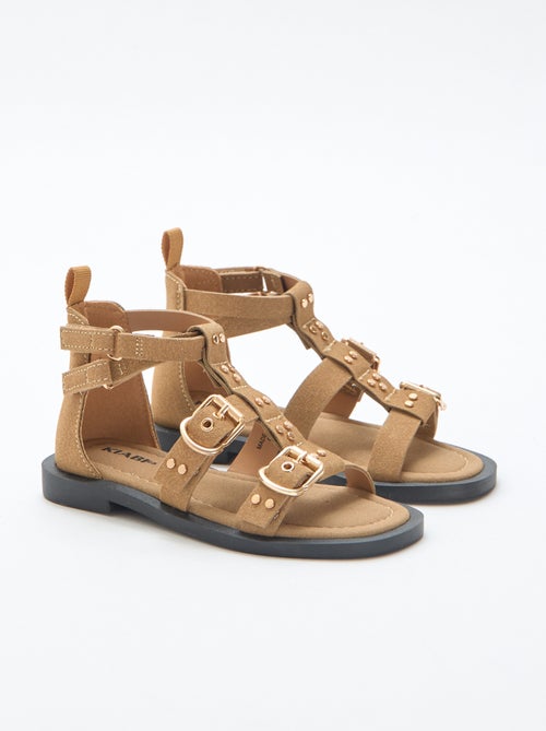 Set platte sandalen met bandjes met studs - Kiabi