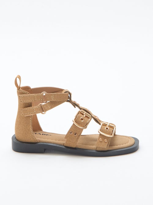 Set platte sandalen met bandjes met studs - Kiabi