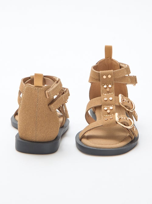 Set platte sandalen met bandjes met studs - Kiabi