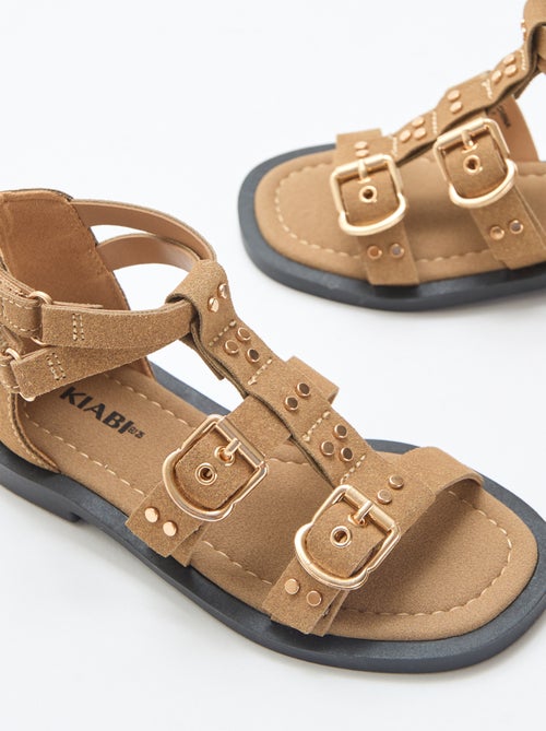 Set platte sandalen met bandjes met studs - Kiabi