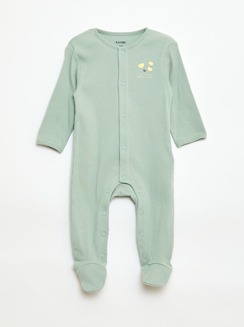 Set pyjama's met voetjes Groen - Kiabi